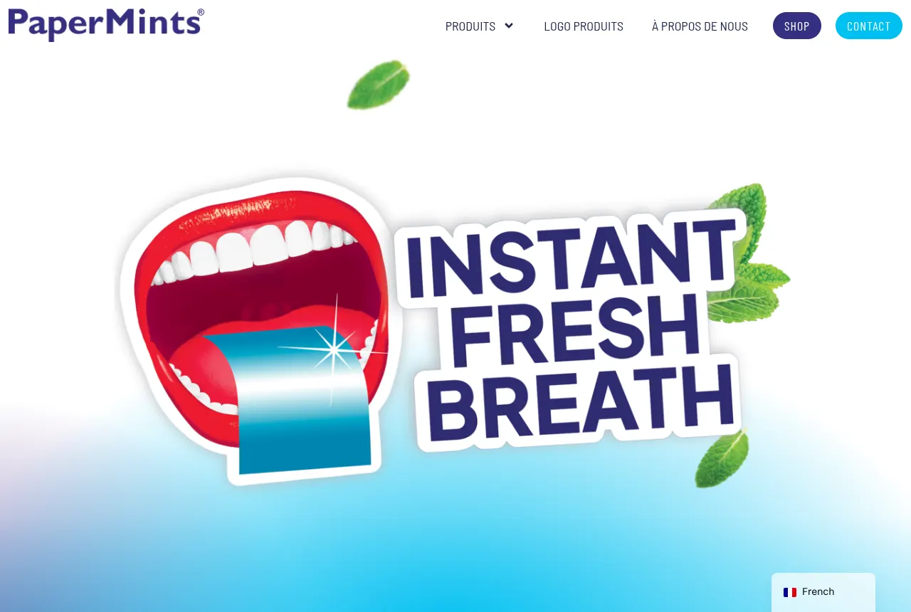 Page d’accueil du site Papermints