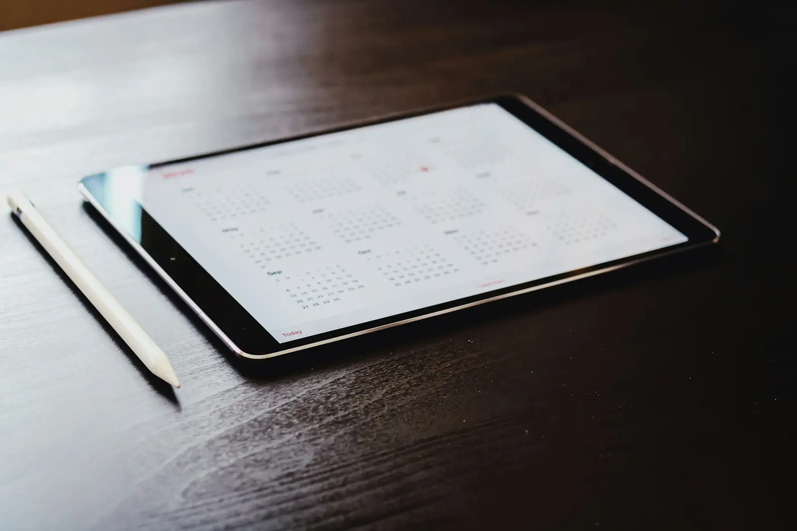 Tablette affichant un calendrier