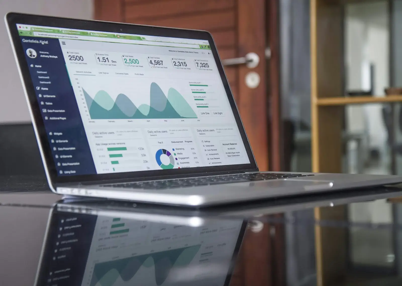 Graphiques de statistiques sur un ordinateur portable
