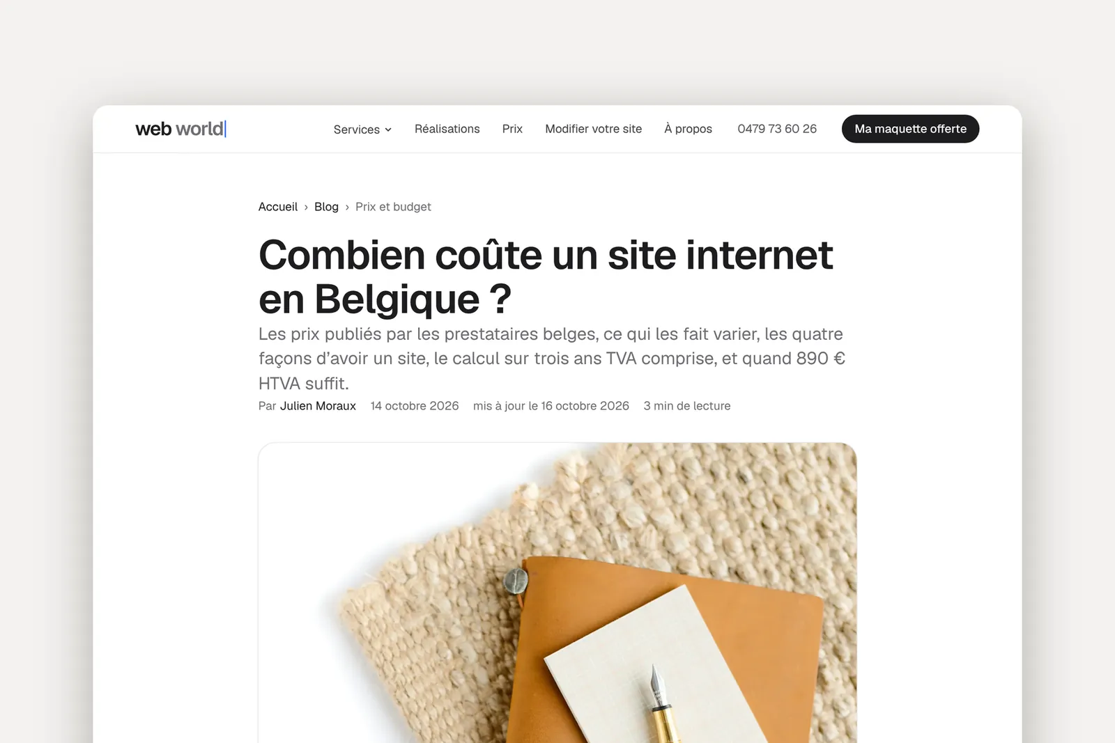 Un article du blog Web World : « Combien coûte un site internet en Belgique ? », par Julien Moraux